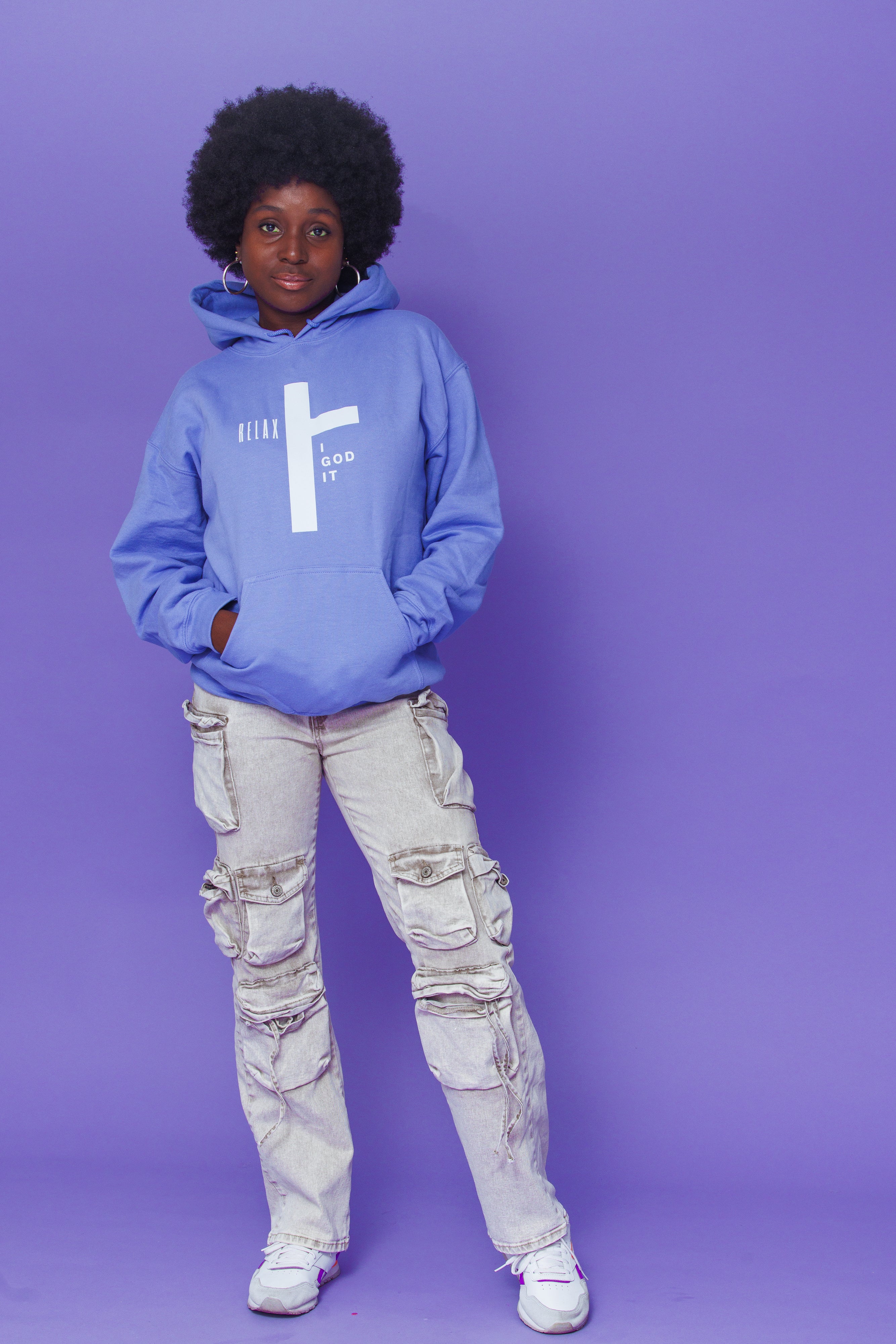"RELAX I GOD IT" CROSS DESIGN UNISEX T-shirt (PURPLE)