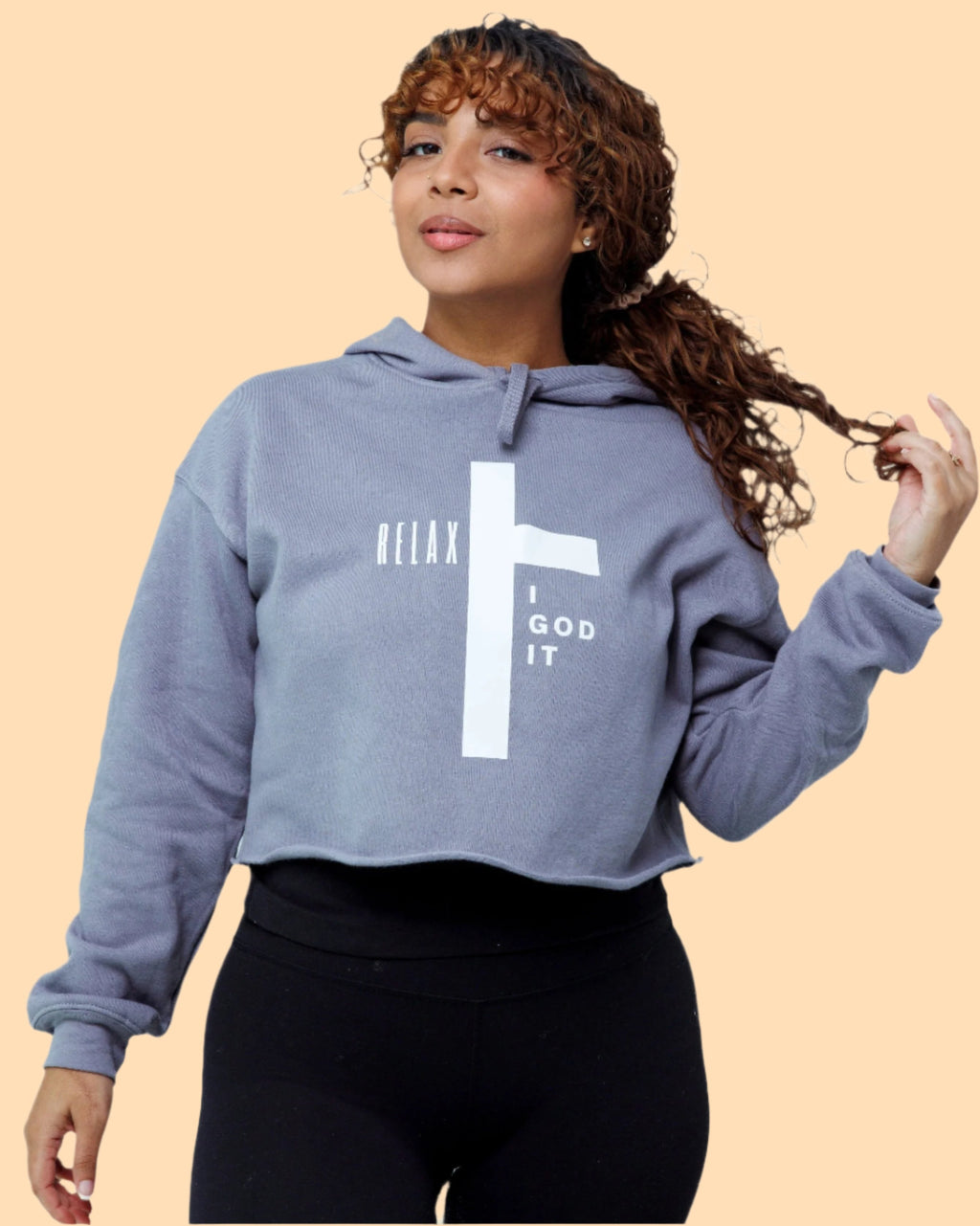 GOD IT CROSS CROP HOODIE (WOMENS)